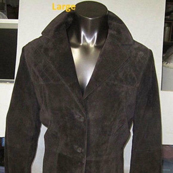 coat liz claiborne suede piel de porchno jacket - Picture 6 of 7